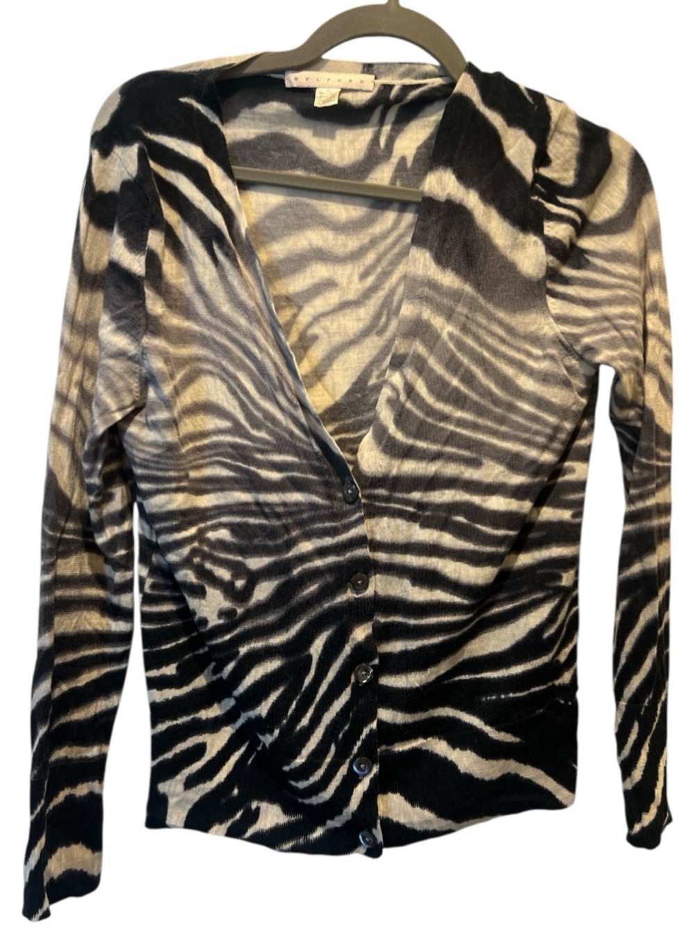 Belford Zebra Print Lightweight Button Front Cardigan Sweater